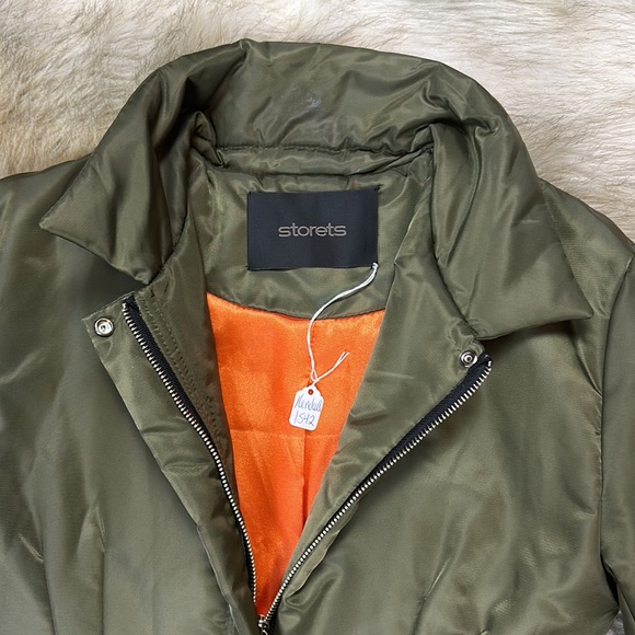 Storets Army Green Puffer Zipper Jacket Coat XS/S - Picture 9 of 17